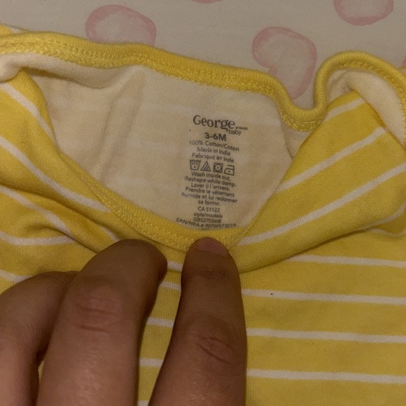 (3 for $10) George yellow stripped onesie 3-6M - Picture 2 of 2